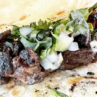 a steak on a tortilla