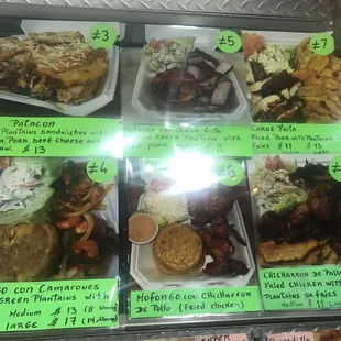 Menu- Mogongo, Patacón, Chicharrón de pollo, Carne Frita