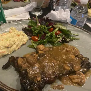 New York Strip Steak with Mushrooms