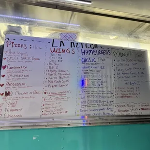 Pizza and burger menu