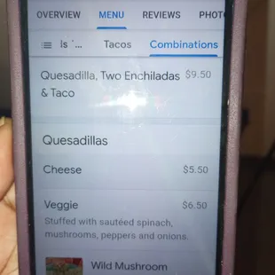 online menu price differs from receipt.