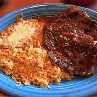 Monterrey Steak: grilled steak topped with tomatillo sauce