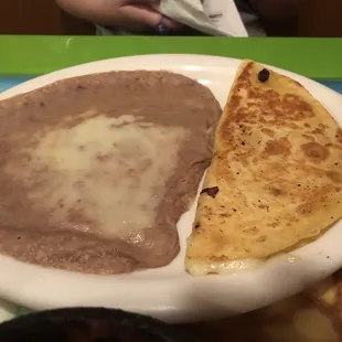 Kid's Quesadilla and beans
