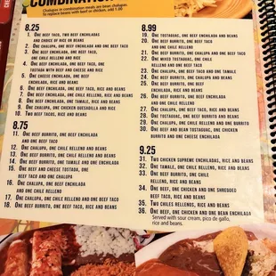 a menu for a mexican restaurant