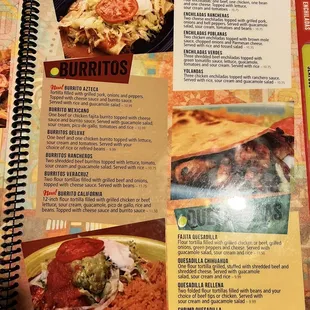 a menu for mexican food