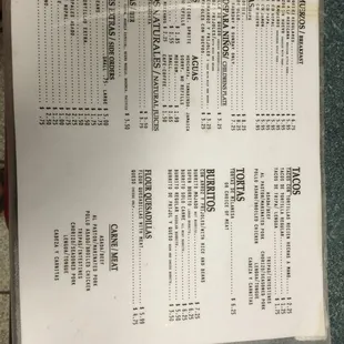 menu