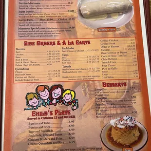 a menu for a mexican restaurant