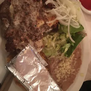 Steak, chicken, &amp; chorizo plate