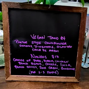 They even sell a "Vegan Taco" here at El Azul Taqueria.