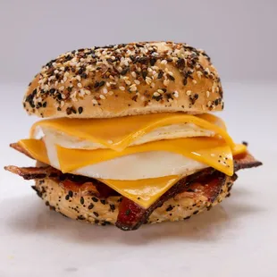 an egg, bacon, and cheese sandwich
