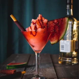 a watermelon cocktail with ice cream