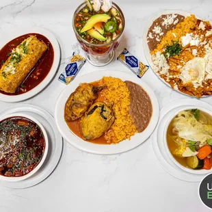 a variety of mexican food