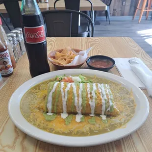 Biriani burrito and a mexican coke, good stuff