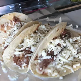 Bean and cheese breakfast tacos!