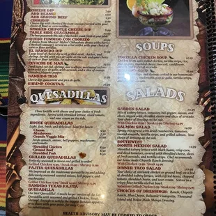 Menu as of today