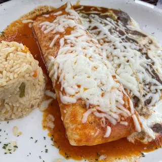 2. 1 Bean Burrito, 1 Cheese Enchilada and Rice