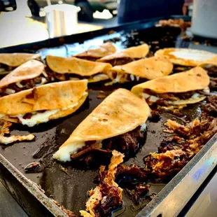 a pan of quesadillas