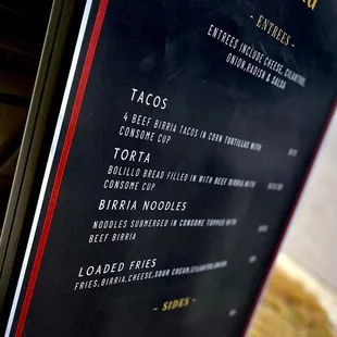 a menu for a mexican restaurant