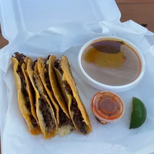 4 tasty tacos...miscommunication on the cilantro and onions...still very good.