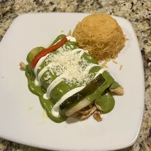 Chicken Spinach enchiladas