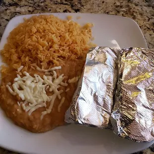 Lunch special $7.99  Two steak tacos with rice and beans