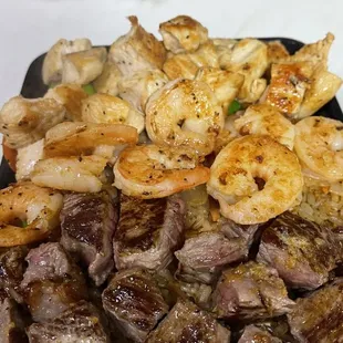 Chicken steak and shrimp