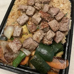 $20 NY steak, comes with fried rice &amp; veggies