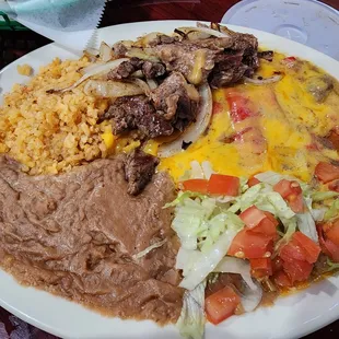 2 enchilada combo with choice of meat.  (Beef fajita)