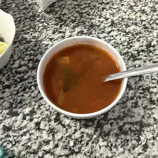 Cup of consomé, complimentary