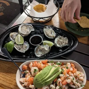 Oysters and shrimp ceviche