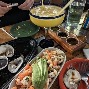  plate of food and a drink