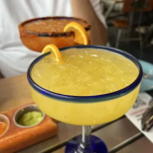 Passion fruit margarita. Mangonada margarita