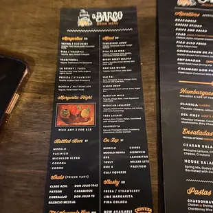 Drink menu