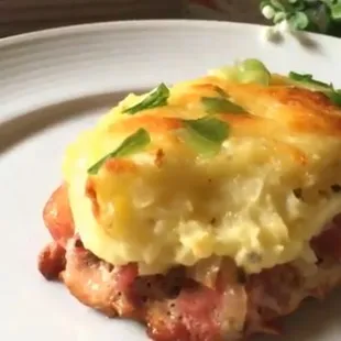 Sausage with backed mash potatoes