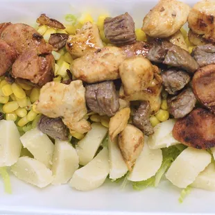 Desgranado de bollo y maiz sin queso ni salsas.
