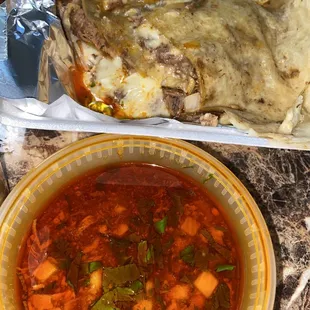 Birria Quesadilla and Chicken soup! So yummy!