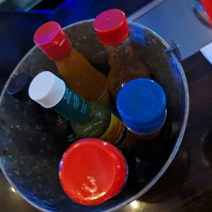 a variety of condiments
