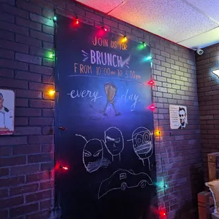 a chalkboard with a sign that says brunch