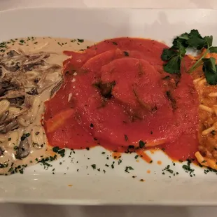 Tris di Pasta--all delicious, but the one on the right in meat sauce was the best