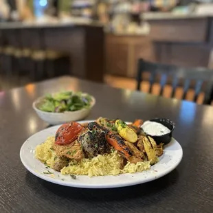 Chicken shawarma over rice