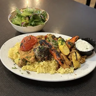 Chicken shawarma over rice
