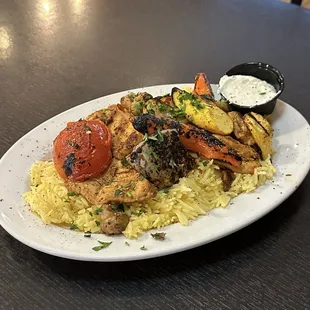 Chicken shawarma over rice