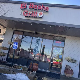 Entrance and sign