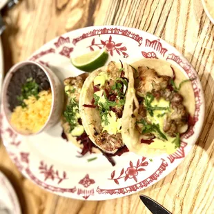 Spicy Cauliflower Tacos - the green habanero sauce on top of the taco is really spicy. Otherwise yummy.