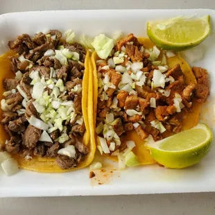 Amazing pastor and carne asada tacos!