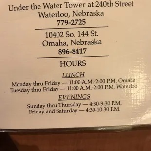 menu