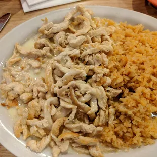 Arroz con pollo-, not pictured...warm tortillas wrapped in foil