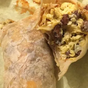 Sausage breakfast burrito