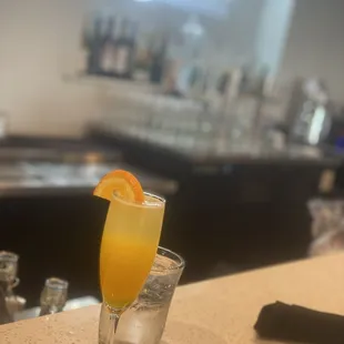 a glass of orange juice