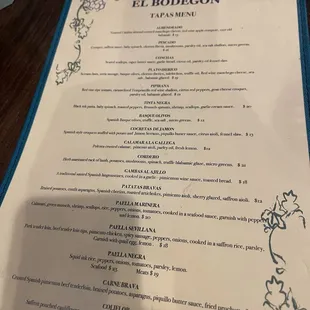 menu